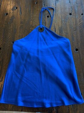 White House Black Market Royal Blue Halter Top with O-Ring Detail